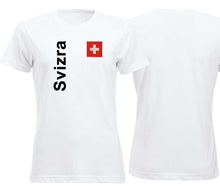 Lade das Bild in den Galerie-Viewer, T-Shirt Weiss Damen mit Schweizerkreuz und Text Svizra