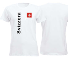 Lade das Bild in den Galerie-Viewer, T-Shirt Weiss Damen mit Schweizerkreuz und Text Svizzera