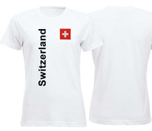 Lade das Bild in den Galerie-Viewer, T-Shirt Weiss Damen mit Schweizerkreuz und Text Switzerland