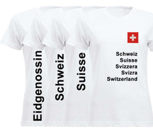 Lade das Bild in den Galerie-Viewer, T-Shirt Weiss Damen mit Schweizerkreuz und Text