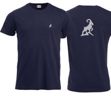 Lade das Bild in den Galerie-Viewer, Premium T-Shirt Unisex Dunkel Marine Logo auf Rücken