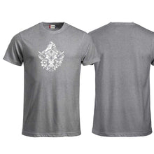 Lade das Bild in den Galerie-Viewer, T-Shirt Graumeliert mit Schweizer Kuh und Matterhorn