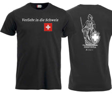 Lade das Bild in den Galerie-Viewer, T-Shirt Schwarz, Schweizerkreuz Brust und Rücken