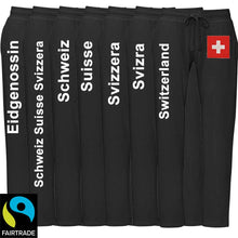 Lade das Bild in den Galerie-Viewer, Trainerhose Black Edition Bio & Fairtrade mit Schweizerkreuz und Text