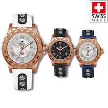 Lade das Bild in den Galerie-Viewer, Edelweiss Damenuhr Roségold mit Edelweiss Band von Trauffer