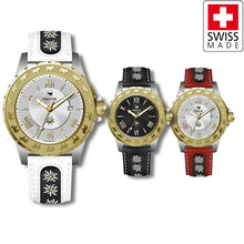 Lade das Bild in den Galerie-Viewer, Edelweiss Damenuhr Gold mit Edelweiss Band von Trauffer