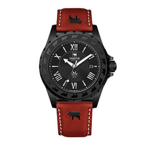 Lade das Bild in den Galerie-Viewer, Black Edition "Kuh" Uhr Herren Rot