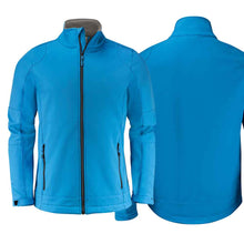 Charger l'image dans la galerie, Softshell Jacke mit Stretchanteil. Zweifarbiger Reissverschluss vorne und an den Taschen. Ärmel mit Klett verstellbar und Kordelzug im Bund.