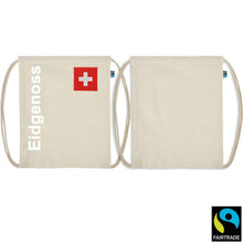 Lade das Bild in den Galerie-Viewer, Turnsack Naturfarben mit Schweizerkreuz und Text Eidgenoss