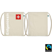 Lade das Bild in den Galerie-Viewer, Turnsack Naturfarben mit Schweizerkreuz und Text Eidgenossin