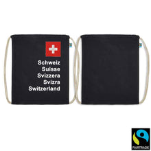 Lade das Bild in den Galerie-Viewer, Turnsack Schwarz mit Schweizerkreuz Pass Design