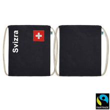 Lade das Bild in den Galerie-Viewer, Turnsack Schwarz mit Schweizerkreuz und Text Svizra