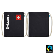 Lade das Bild in den Galerie-Viewer, Turnsack Schwarz mit Schweizerkreuz und Text Svizzera