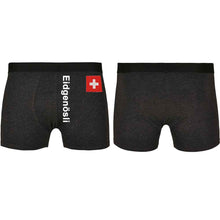 Lade das Bild in den Galerie-Viewer, Unterhose Schwarz mit Schweizerkreuz und Text Eidgenössli