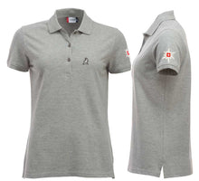 Lade das Bild in den Galerie-Viewer, Polo Grau Meliert Women mit Logo und Edelweiss