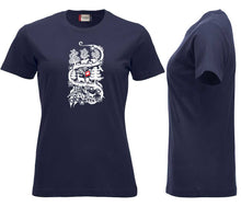 Lade das Bild in den Galerie-Viewer, Premium T-Shirt Women Dunkel Marine, Scherenschnitt Brust
