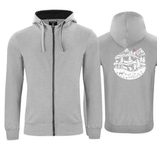 Lade das Bild in den Galerie-Viewer, Kapuzenjacke Grau, Scherenschnitt Alpenleben