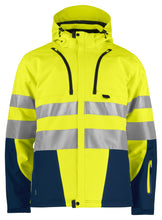 Load image into Gallery viewer, projob gefütterte Softshell jacke gelb marine vorne