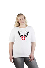 Lade das Bild in den Galerie-Viewer, Weisses T-Shirt Women Jäger mit Hirsch