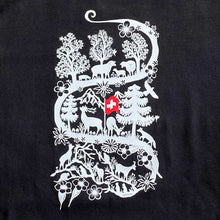 Lade das Bild in den Galerie-Viewer, Alpläbä Scherenschnitt auf schwarzem T-Shirt