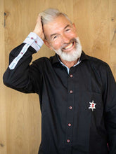 Lade das Bild in den Galerie-Viewer, Business Hemd Schwaruz mit Edelweiss Veredelung