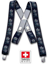 Lade das Bild in den Galerie-Viewer, Hosenträger mit Edelweisblumen Schwarz