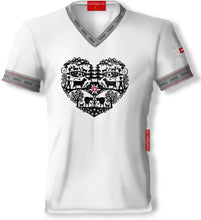 Lade das Bild in den Galerie-Viewer, T-Shirt V Ausschnitt Anthrazit mit Alpenherz