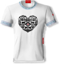 Lade das Bild in den Galerie-Viewer, T-Shirt Rundhals Blau mit Alpenherz