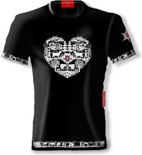 Lade das Bild in den Galerie-Viewer, T-Shirt Schwarz Rundhals Schwingen mit Alpenherz