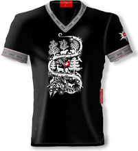 Lade das Bild in den Galerie-Viewer, T-Shirt Schwarz V-Ausschnitt Anthrazit mit Alpläbä