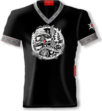 Lade das Bild in den Galerie-Viewer, T-Shirt Schwarz V-Ausschnitt Anthrazit mit Heimatkreis