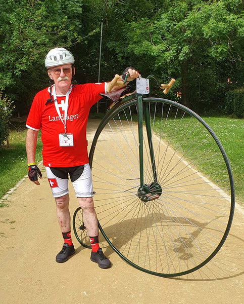 Country hunter on the penny-farthing