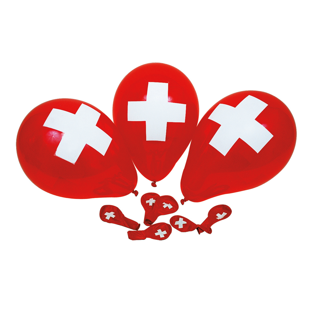 10 Ballons rot Schweizer Kreuz|Landjäger.ch