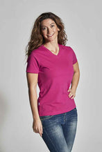 Load image into Gallery viewer, Damen T-Shirt V-ausschnitt Kirsche
