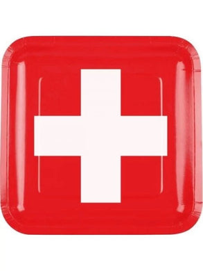6 Teller mit Schweizerkreuz
