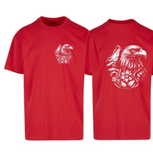 Carica l&#39;immagine nel visualizzatore di Gallery, Oversize T-Shirt Steinadler mit Matterhorn, Rot, Brust klein &amp; Rücken gross
