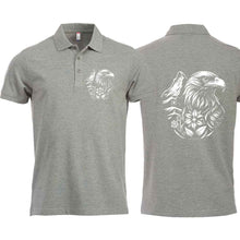 Lade das Bild in den Galerie-Viewer, Polo mit Steinadler und Matterhorn, Grau, Brust &amp; Rücken
