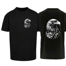 Load image into Gallery viewer, Oversize T-Shirt Steinadler, Schwarz, Brust klein &amp; Rücken gross
