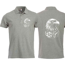 Lade das Bild in den Galerie-Viewer, Polo mit Steinadler, Grau, Brust &amp; Rücken
