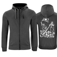 Load image into Gallery viewer, Kapuzenjacke Alphorn &amp; Fahnenschwinger, Anthrazit, Rücken
