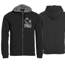 Load image into Gallery viewer, Kapuzenjacke Alphorn &amp; Fahnenschwinger, Schwarz, Brust
