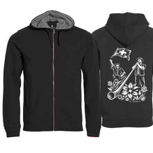 Load image into Gallery viewer, Kapuzenjacke Alphorn &amp; Fahnenschwinger, Schwarz, Rücken
