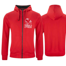 Load image into Gallery viewer, Kapuzenjacke Alphorn &amp; Fahnenschwinger, Rot, Brust
