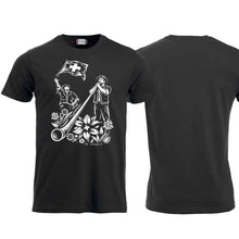 Charger l'image dans la galerie, T-shirt avec motif d'aphorisme et de lanceur de drapeau. Noir, poitrine grande
