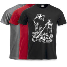 Lade das Bild in den Galerie-Viewer, T-Shirt mit Aphorn und Fahnenschwinger Motiv.
