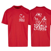 Charger l'image dans la galerie, Oversize T-Shirt Alphorn &amp; Fahnenschwinger, Rot, Brust gross &amp; Rücken
