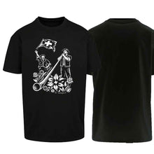 Charger l'image dans la galerie, Oversize T-Shirt Alphorn &amp; Fahnenschwinger, Schwarz, Brust gross &amp; Rücken
