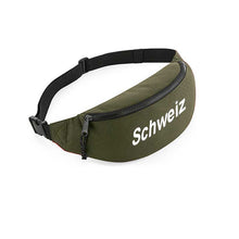Carica l&#39;immagine nel visualizzatore di Gallery, Bauchtasche Militärgrün mit Text Schweiz
