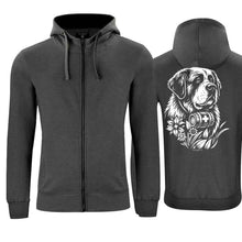 Lade das Bild in den Galerie-Viewer, Kapuzenjacke mit Bernhardiner, Anthrazit, Rücken gross
