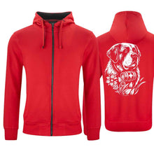 Lade das Bild in den Galerie-Viewer, Kapuzenjacke mit Bernhardiner, Rot, Rücken gross
